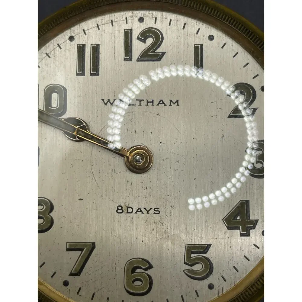 Antique Waltham USA 8 Day Automobile Dashboard Car Clock Gold Tone 15 Jewels